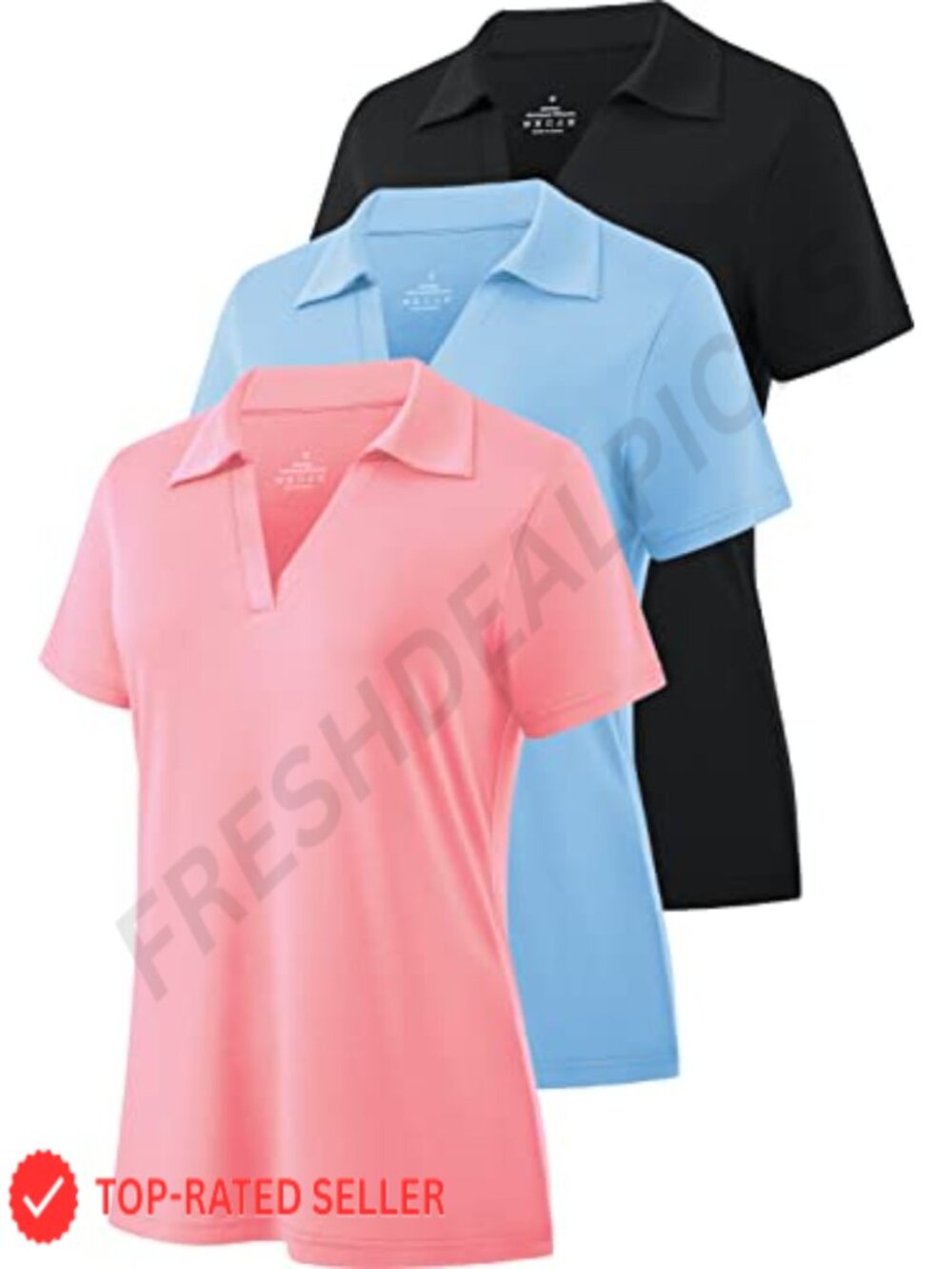 Women's Golf Polo V-Neck Short Sleeve Active Top